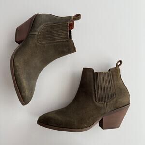 Patina Portland Leather Goods NWOB Dakota Olive Suede Pull On Western Boots sz 9